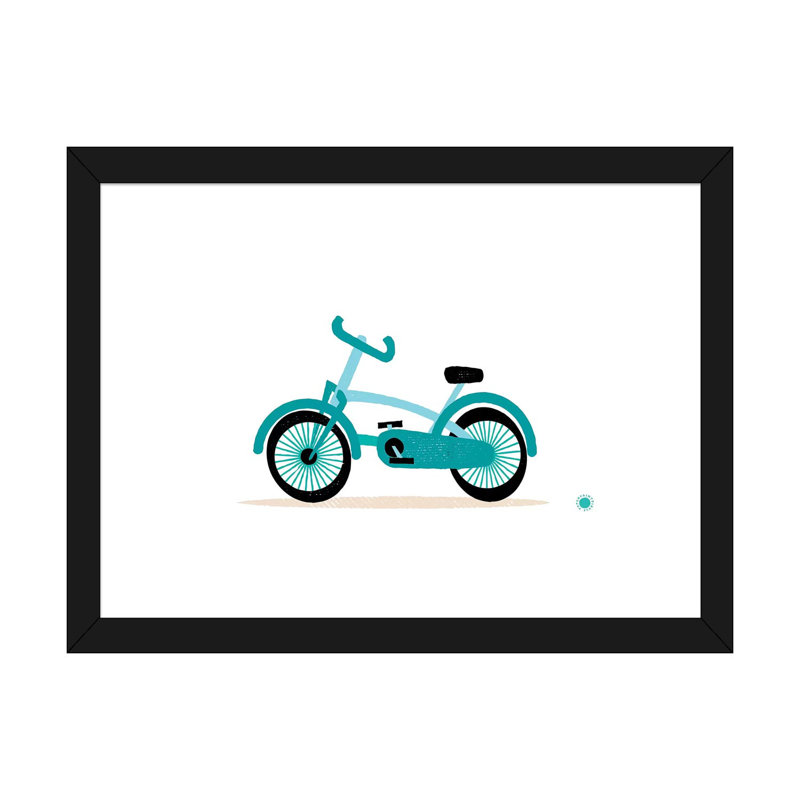 Vélo - imprimé, H 16 po x l 24 po x P 1 po, Papier encadré noir, Blanc