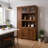 Farmhouse Kitchen China Cabinet with Expandable Pull-Out Organizer, Glass Doors & Multi-Tier Storage-116861023