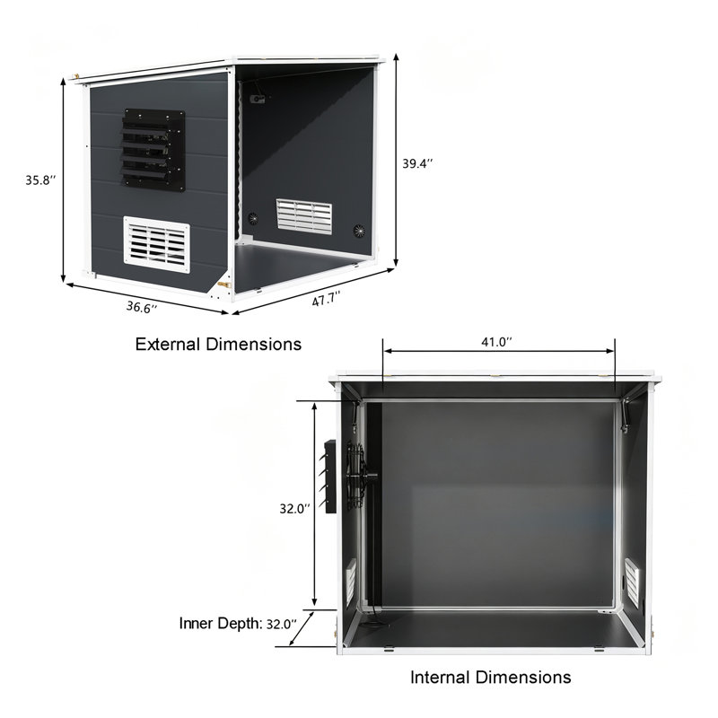 Armoire de rangement extérieure ventilée avec ventilateur intégré pour le patio, la cour et les espaces utilitaires