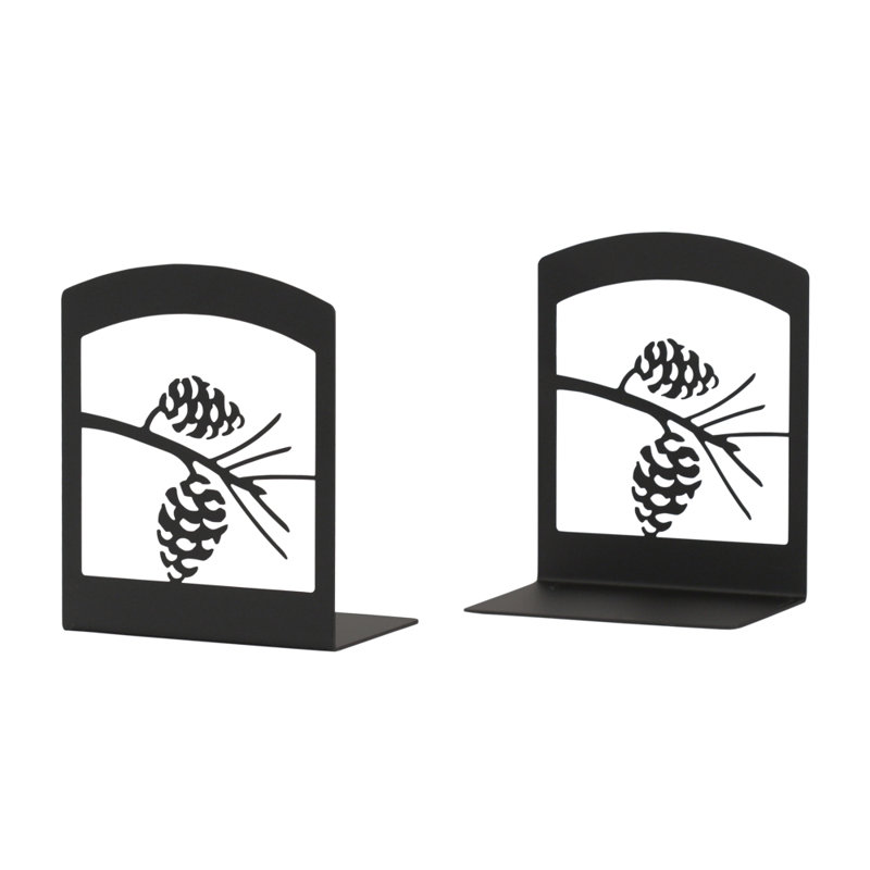 Black Powder Coated Metal Bookends Set of 2