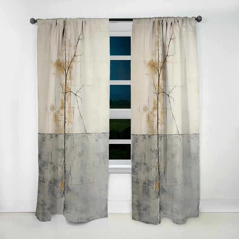 Gris et blanc Nature Split - Rideau à formes abstraites - Velours obscurcissant - 1 panneau, L 52 po x L 90 po