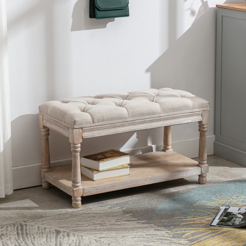 Banc de rangement rembourré Eirwyn, Beige