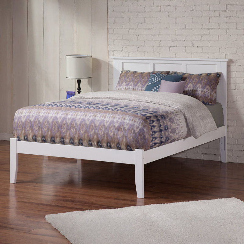 Clyda Solid Wood Panel Bed, White, King