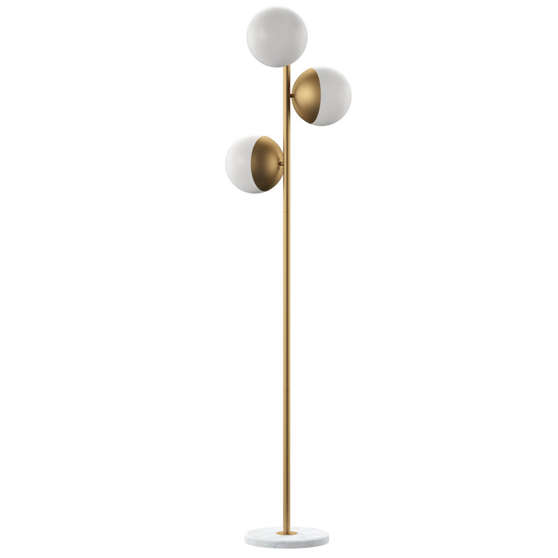 Yearby 65.5'' Tree Floor Lamp, Brass, Frosted White