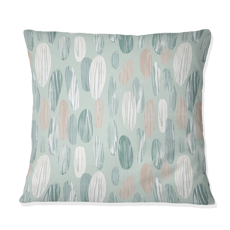 Blue Boho Circles - Boho Throw Pillow, 16"H x 16"W