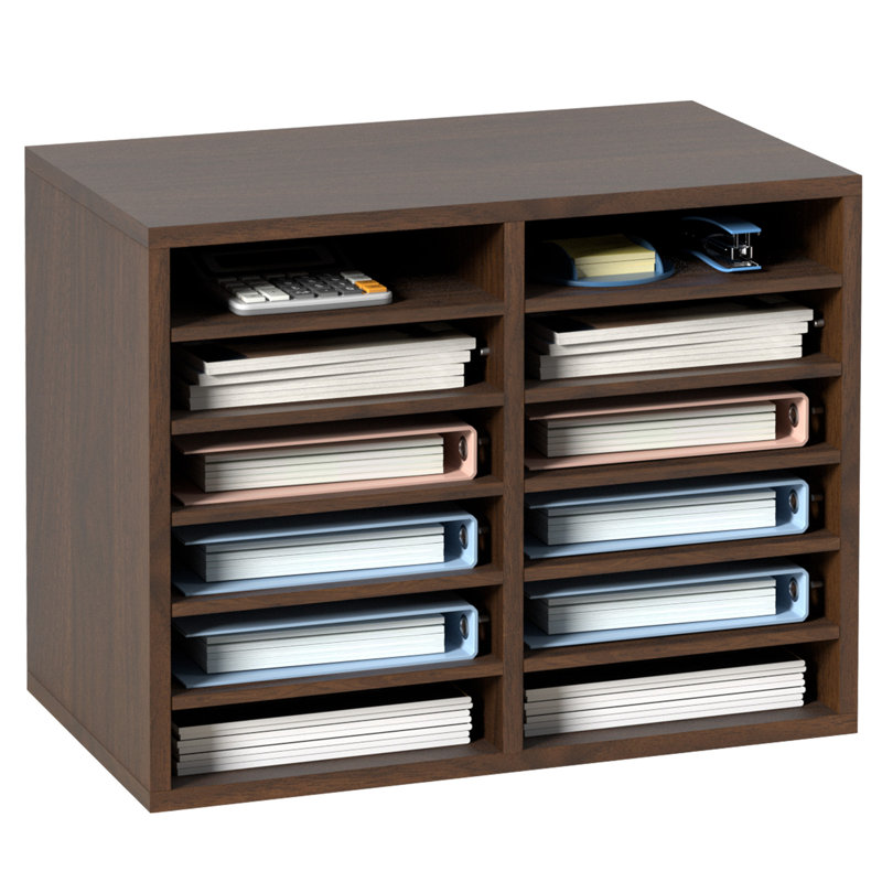 VEVOR 12 Compartment Mailroom Table Accessory, Brown