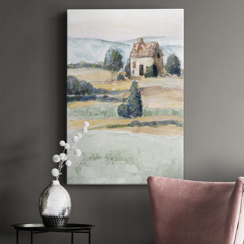 Sur la campagne II - peinture sur toile tendue, H 18 po x l 12 po x P 1 po