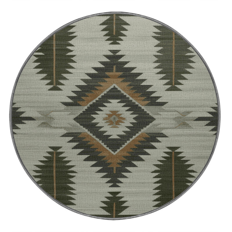 Washable Sagebrush Southwestern Area Rug, Round 8'
