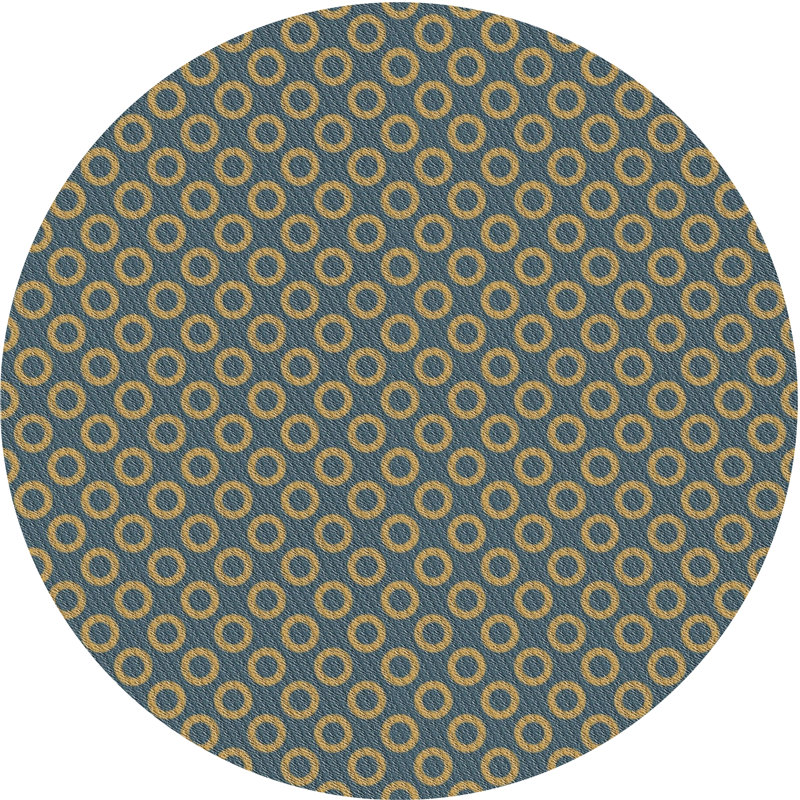 Tapis bleu marine/beige à motifs Holloman, Rond 6 pi