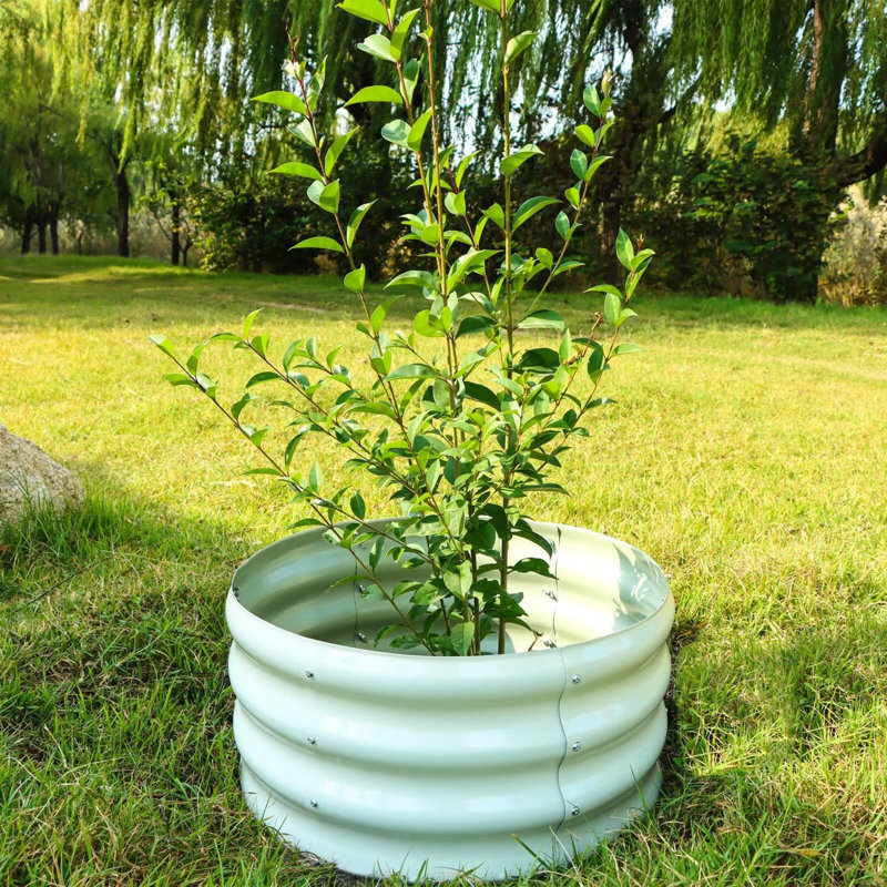 White Round Galvanized Metal Raised Garden Bed Kit, 3-Pack