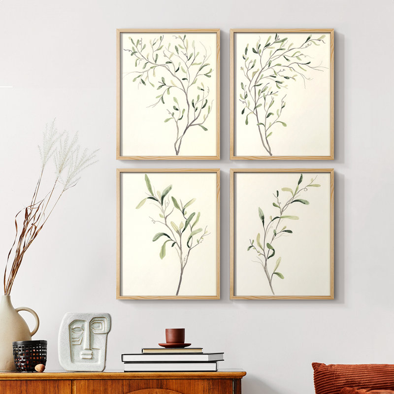 «Spindle Sprig I», ensemble de 4 encadrés, Naturel, H 28 po x l 22 po