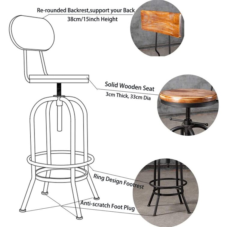 Saleh Bar & Counter Stool Williston Forge Color: Rusty, Seat Height: Counter Stool (24” Seat Height)