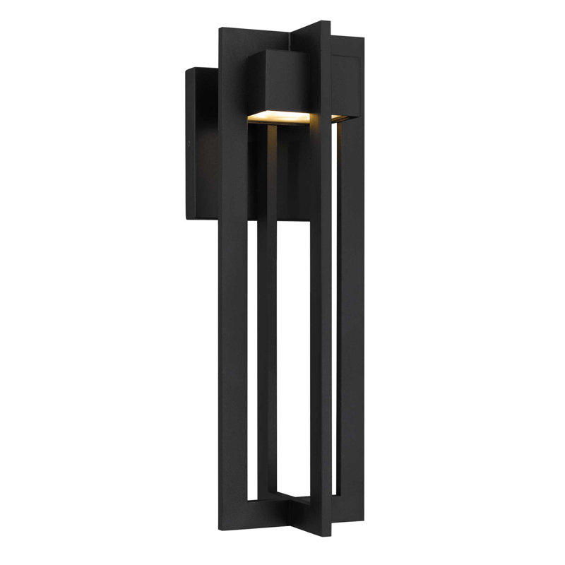 18 inch Black Integrated LED Outdoor Wall Sconce, 18" H x 6.75" W x 5.75" D