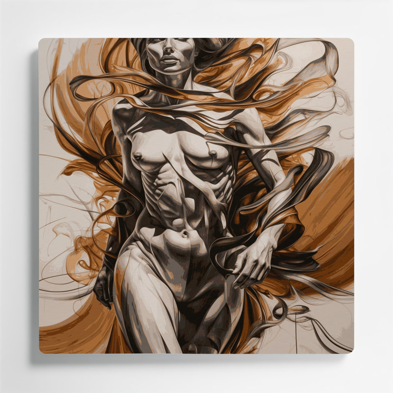 Art mural abstrait en métal beige 88