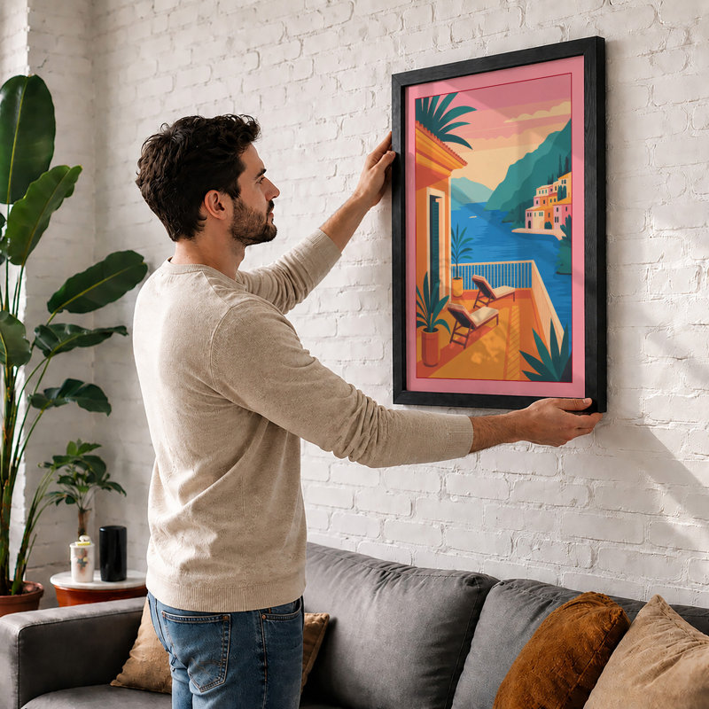 Mediterranean Reverie Modern - Framed Print, Unframed, A1 - 84.1 x 59.4 cm