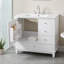Meuble-lavabo autoportant de 91 cm (36 po) en bois massif et MDF blanc avec lavabo en céramique intégré et rangement-547769124-547769126