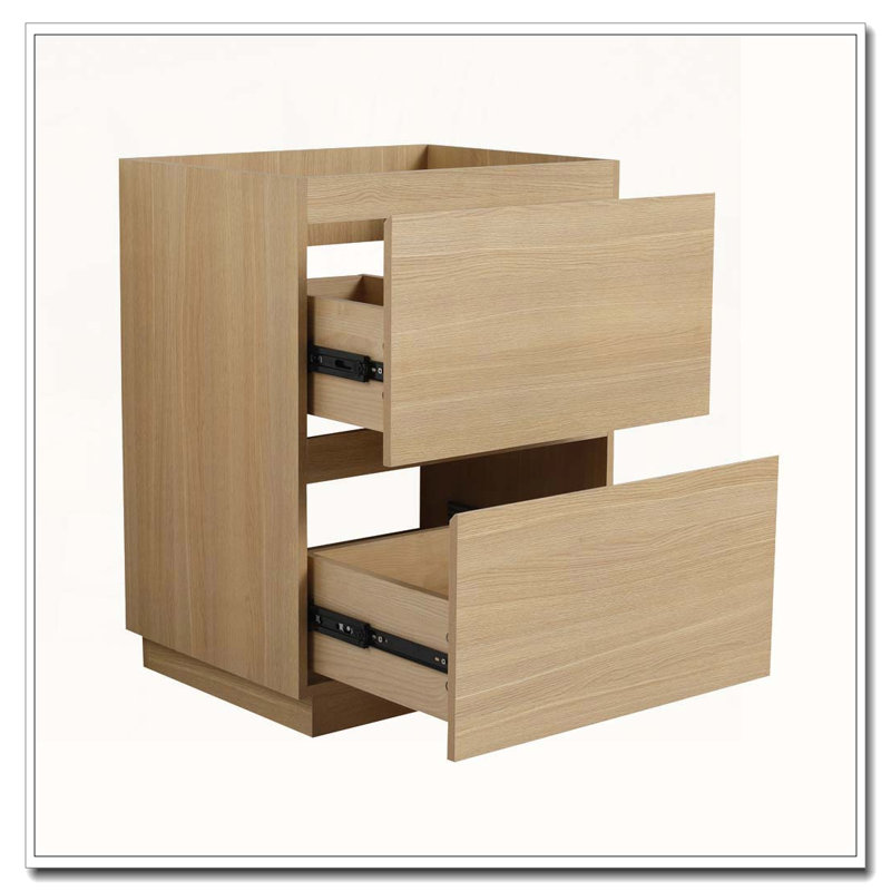 Freestanding Bathroom Cabinet Vanity With Double Drawers Easy To Assemble, Oak