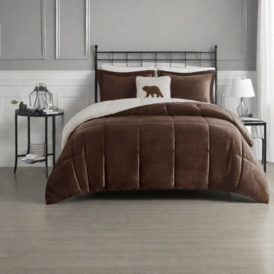 Cozy Sherpa Bedding Sets, Polyester Full Queen Farmhouse Home Comfort
