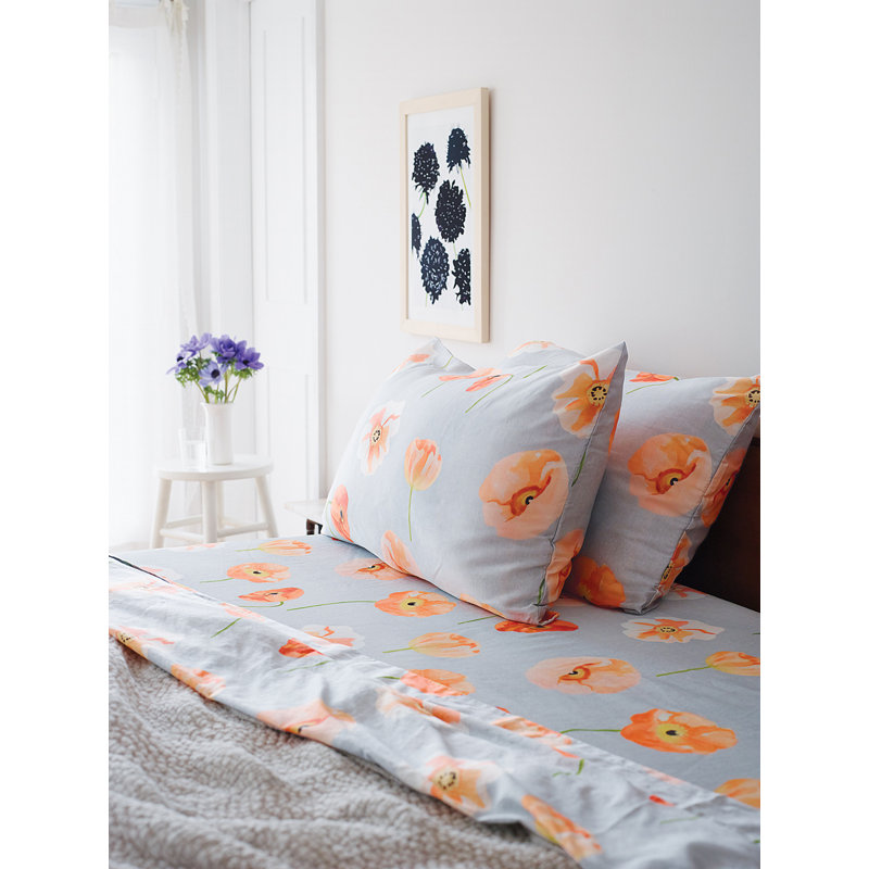 Sateen Floral - Set of 3, King Pillowcase
