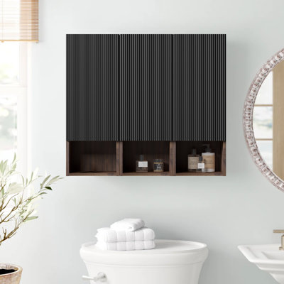 Modern Floating Walnut Side Cabinet For Bathrooms Wall-Mounted Storage Cabinetideal For Small Space