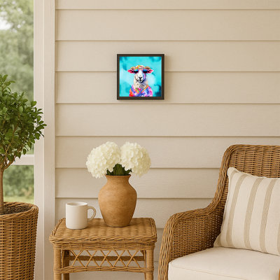 Hippie Animal Sheep Framed Metal Print