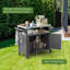 Îlot de cuisine extérieur Hdpe avec évier et rangement, évier en acier inoxydable 304 de 42 po, table de préparation au barbecue portable sur roulettes, armoire étanche, crochets, conception modulaire grise