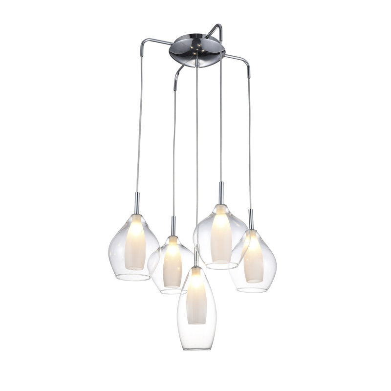 Amber Milano 5 - Light Chrome Cluster Pendant, Clear