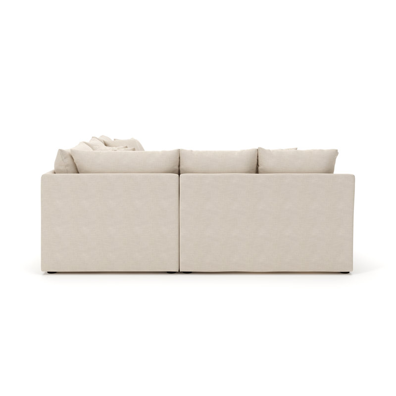 Cecelia Upholstered L-Shaped Sectional, Conversation Ivory Basketweave, Right Hand Facing