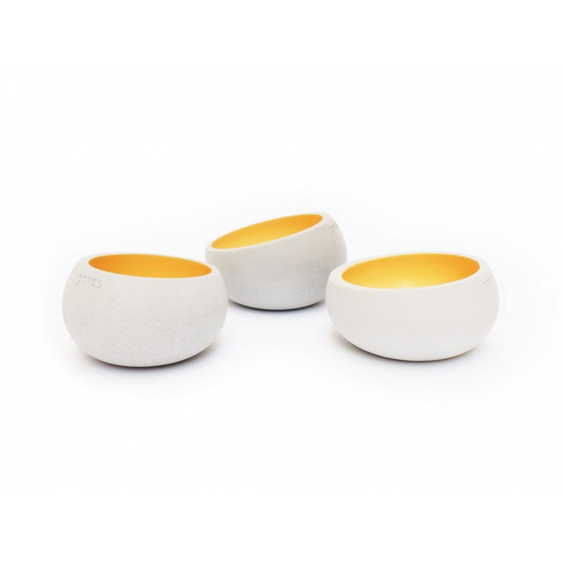 3 Piece Concrete Tabletop Votive Holder Set, Yellow