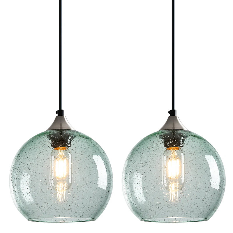 Luminaire suspendu moderne pour îlot de cuisine Dariyon, H 4,92 po x l 5,9 po x P 5,9 po, Vert clair