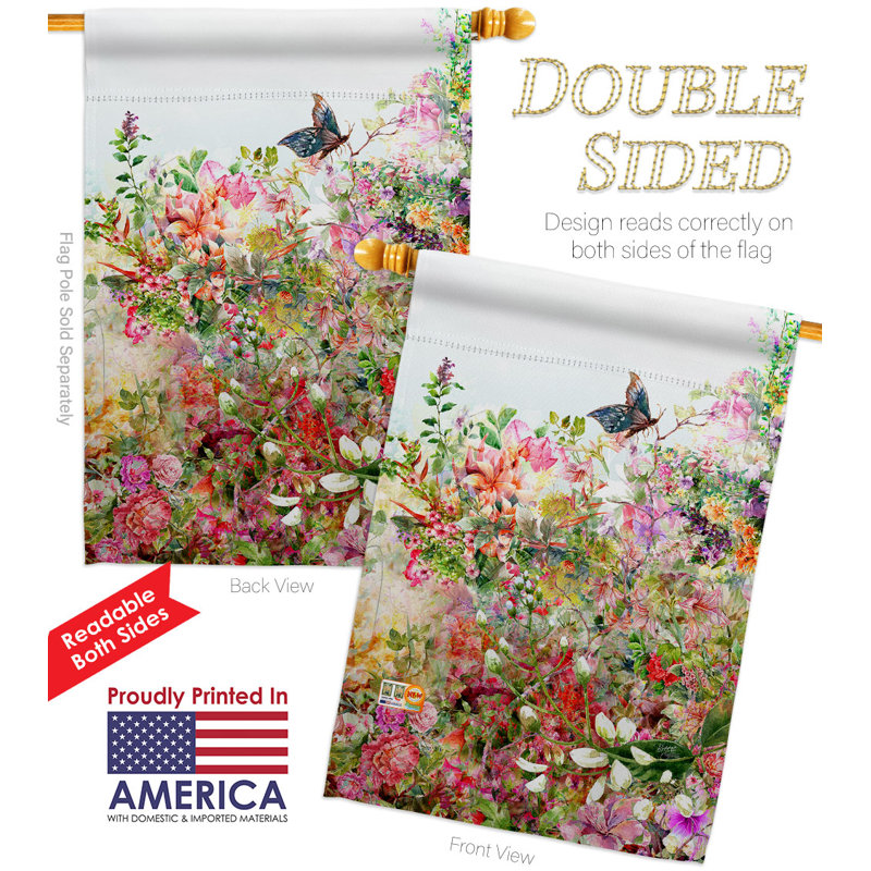 Drapeau de maison 40 po x 28 po Flower Garden
