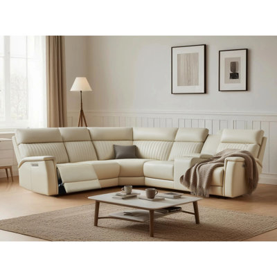 One Genuine Leather Reclining Sectional Power Recline Sofa by Latitude Run