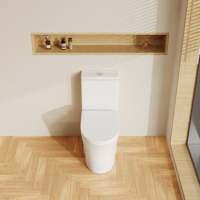 Toilette allongée à hauteur confortable de 14,37 po certifiée CUPC, peu encombrante, à double chasse, résistante aux taches, aux égratignures, aux fuites, aux antimicrobiens, à fermeture en douceur du siège