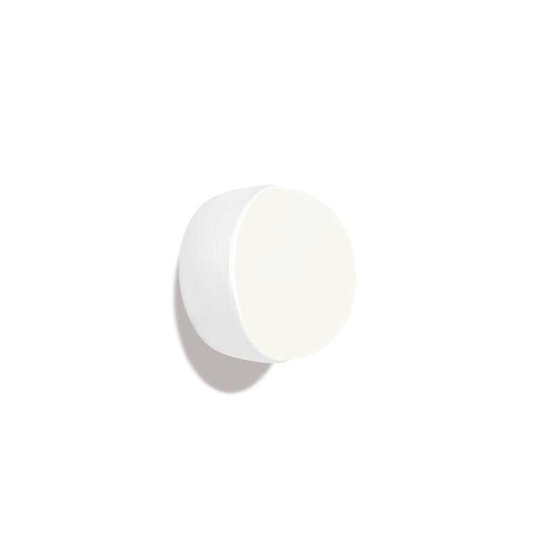 Kiki Round Aluminum Flush Mounted Sconce, Matte White Lacquered