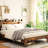 Wood Platform Bed Frame With Storage LED Light Headboard And 2 USB , Noise Free,No Box Spring Needed And Easy Assembly Tool,Large Under Bed Storage-2139011067-2139011068