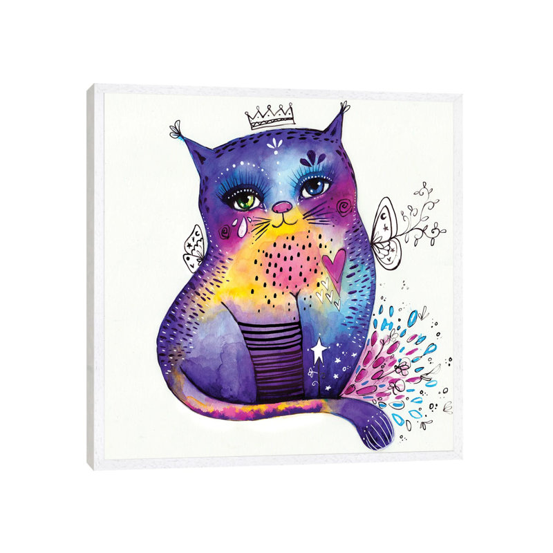 Kitty Says Herrreow by Tamara Laporte - Print on Canvas, White Framed, 45.72 cm H x 45.72 cm W