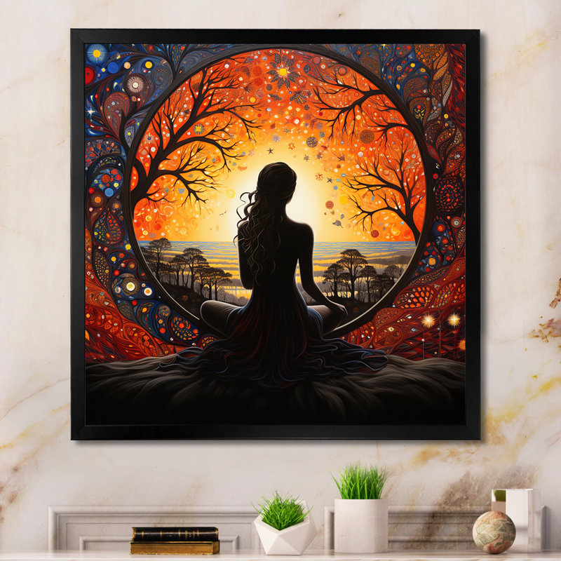 Orange, yoga noir en harmonie III, Noir, H 24 po x l 24 po x P 1 po