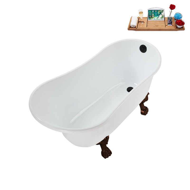 51.2'' x 25.6'' Soaking Acrylic Bathtub, Matte Oil Rubbed Bronze, Matte Black