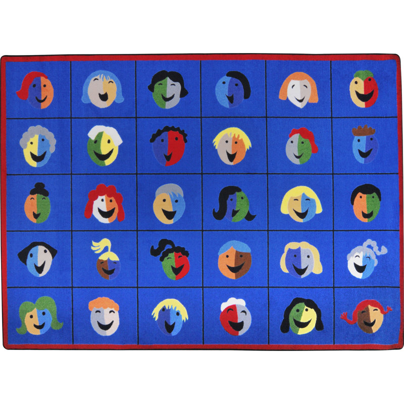 Tapis bleu touffeté faces and places, Rectangle 5 pi 4 po x 7 pi 8 po