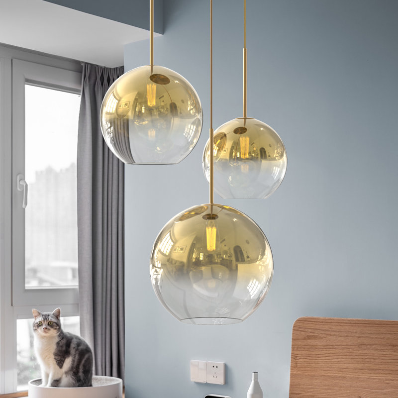 Junathaen 3 - Light Dimmable Gold Chandelier with Gradient Glass Shade