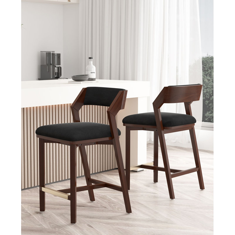 Tabouret de comptoir rembourré Patricia, Tabouret de comptoir (siège d'une hauteur de 25,9, Noir