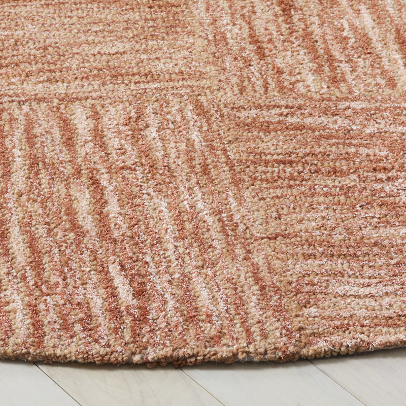 Soho 182 Hand Tufted Viscose/Wool Geometric Rug in Rust, Round 6'