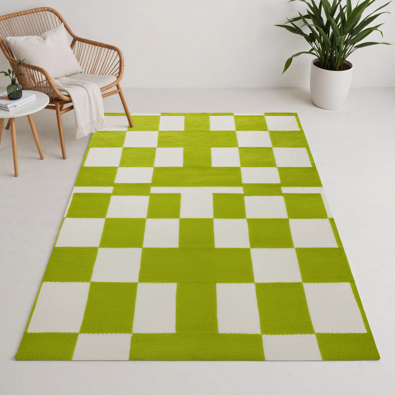 Tapis intérieur / extérieur blanc à carreaux, Rectangulaire 3 pi x 5 pi