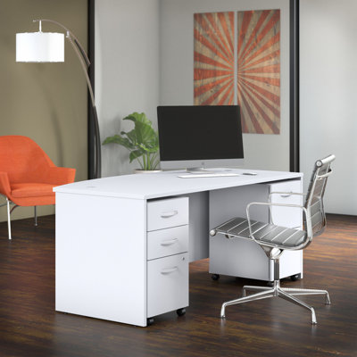 Ensemble de bureau rectangulaire configurable en bois manufacturé 3 pièces Studio C