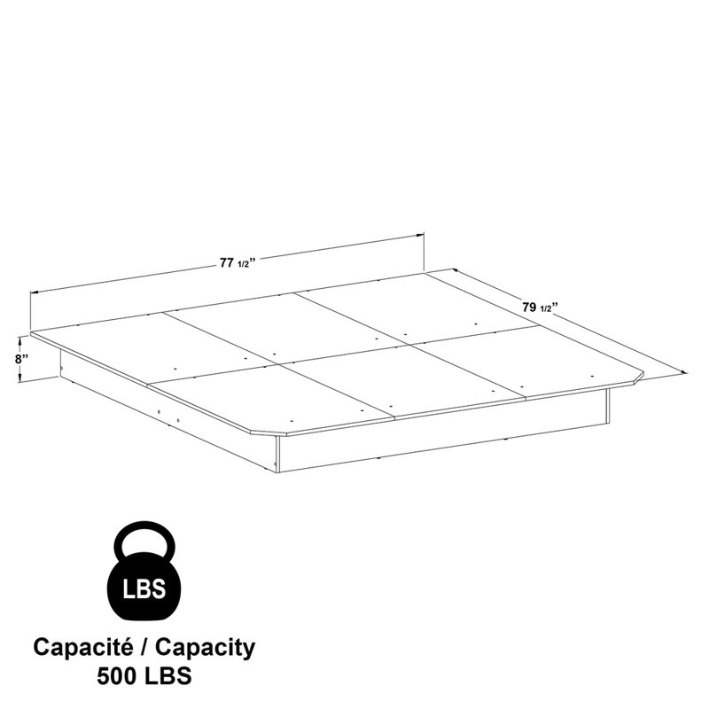Suad Platform Bed - Easy Assembly, No Box Spring Required, White, King