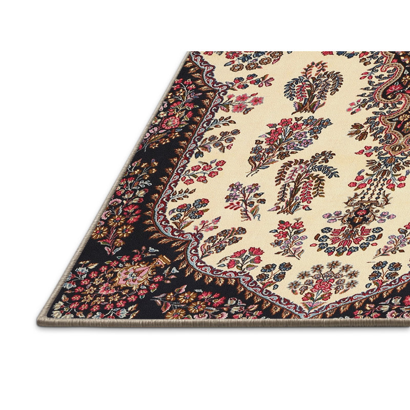 Tapis traditionnel mehroon/noir/bleu Esentepe, Rectangle 5 pi x 7 pi