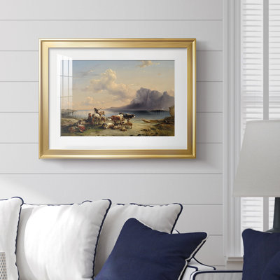 Paysage de fjords de Norvège (Sognefjords) - August Wilhelm Leu - reproduction encadrée avec passe-partout et verre - 1849