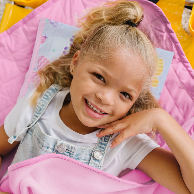 Wildkin Modern Kids Nap Mat – Soft Cotton Blend with Pillow & Elastic Straps for School & Travel - Butterfly Garden