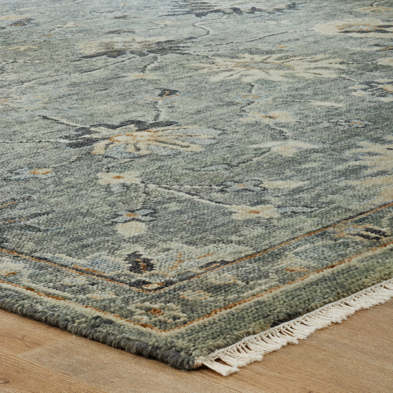 Tapis en laine noué à la main Hari Bluestone, Rectangle 4pi x 6 pi