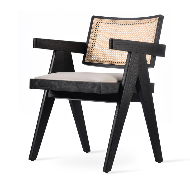 Fauteuil en osier Pierre J, Laine os, Frêne noir